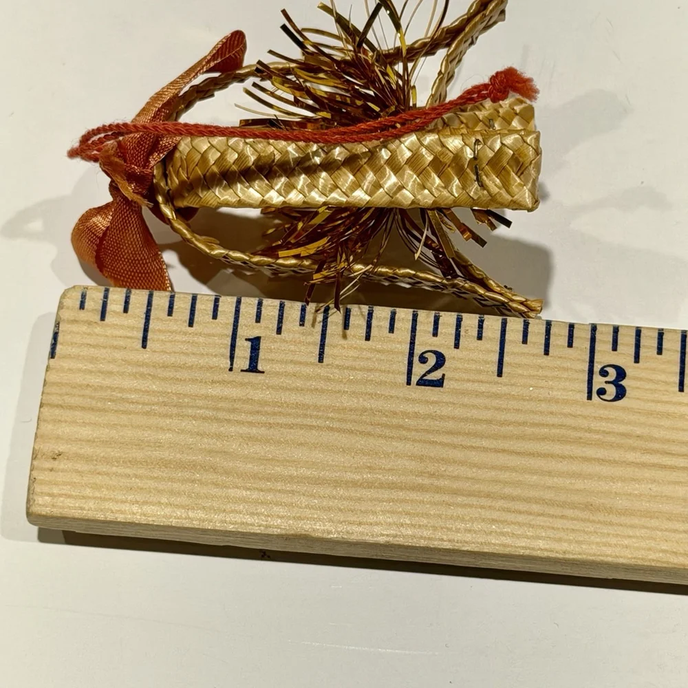 Vintage Woven Straw Bell Ornament Rustic Boho Farmhouse Kitschy Holiday Décor